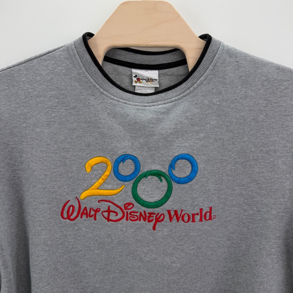 Walt Disney World Sweatshirt Mens Large Gray 2000 Millennium Embroidered Vintage - Picture 2 of 8
